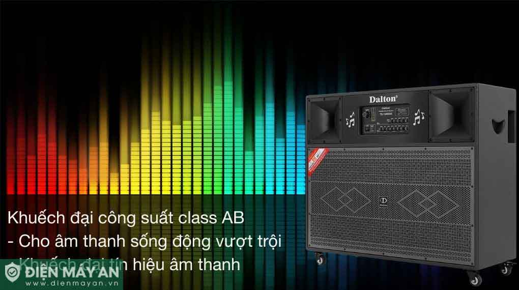 Loa kéo Dalton công suất lớn class AB với dàn nút điều khiển và lưới loa kim loại màu đen